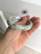 Load image into Gallery viewer, 58mm Certified type A 100% Natural green/white (windflowers, 小碎花) Jadeite Jade bangle AM70-9154