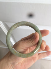 Load image into Gallery viewer, 61.5mm certified type A 100% Natural sunny green/brown/gray Jadeite Jade bangle AK48-2725