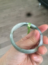 Load image into Gallery viewer, 53mm Certified type A 100% Natural light green/brown/gary floating flower oval jadeite jade bangle Q74-5309