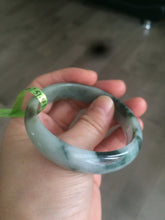 Load image into Gallery viewer, 53mm Certified type A 100% Natural light green/brown/gary floating flower oval jadeite jade bangle Q74-5309