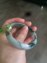 Load image into Gallery viewer, 53mm Certified type A 100% Natural light green/brown/gary floating flower oval jadeite jade bangle Q74-5309