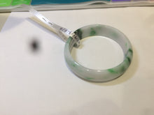 Load image into Gallery viewer, 46-48mm certified Type A 100% Natural sunny green/white kids Jadeite Jade bangle Group W69-0096