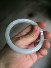 Load image into Gallery viewer, 58mm certified type A 100% Natural fresh light green/white slim jadeite jade bangle E80-0996
