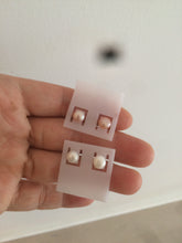Load image into Gallery viewer, 6mm Genuine cultured freshwater high luster reflective pink/white oblate pearl stud earring AK38 (add on item, Not sale individually.)