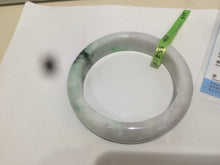 Load image into Gallery viewer, 55.6mm 100% natural Type A sunny green/white/purple jadeite jade bangle L116-4934