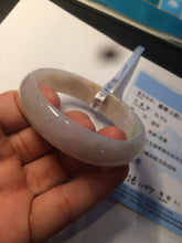 Load image into Gallery viewer, 49mm Certified Type A 100% Natural icy watery light green/white/yellow oval Jadeite Jade bangle B83-2500