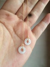 Load image into Gallery viewer, 100% Natural icy watery white/green/brown ring dangling jadeite Jade earring C10 Add one item. Not sale alone
