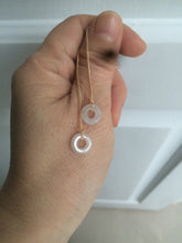 Load image into Gallery viewer, 100% Natural icy watery white/green/brown ring dangling jadeite Jade earring C10 Add one item. Not sale alone