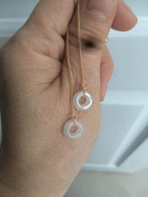 Load image into Gallery viewer, 100% Natural icy watery white/green/brown ring dangling jadeite Jade earring C10