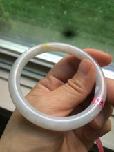 Load image into Gallery viewer, 53.7mm certificated Type A 100% Natural white round cut Jadeite Jade bangle Z49-3437