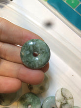 Load image into Gallery viewer, 24-25mm Type A 100% Natural dark green/white Jadeite Jade Safety Guardian Button donut Pendant group AK40-1 (Add-on items)