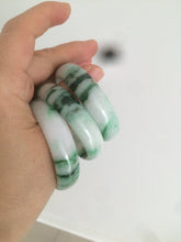Load image into Gallery viewer, 46-48mm certified Type A 100% Natural sunny green/white kids Jadeite Jade bangle Group W69-0096