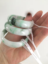 Load image into Gallery viewer, 46-48mm certified Type A 100% Natural sunny green/white kids Jadeite Jade bangle Group W69-0096