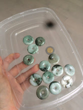 Load image into Gallery viewer, 24-25mm Type A 100% Natural dark green/white Jadeite Jade Safety Guardian Button donut Pendant group AK40-1 (Add-on items)