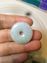 Load image into Gallery viewer, 24-25mm Type A 100% Natural dark green/white Jadeite Jade Safety Guardian Button donut Pendant group AK40-2 (Add-on items)