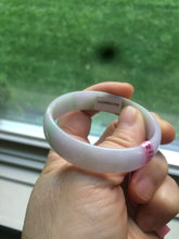 Load image into Gallery viewer, 47.4mm certified Type A 100% Natural light sunny green/purple thin Jadeite Jade bangle Z51-3201