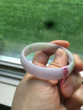 Load image into Gallery viewer, 47.4mm certified Type A 100% Natural light sunny green/purple thin Jadeite Jade bangle Z51-3201