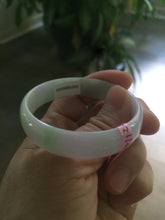 Load image into Gallery viewer, 47.4mm certified Type A 100% Natural light sunny green/purple thin Jadeite Jade bangle Z51-3201