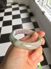 Load image into Gallery viewer, 51.5mm Certified Type A 100% Natural light green/purple/gray oval shape Jadeite Jade bangle B67-5185