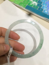 Load image into Gallery viewer, 58.6mm Certified Type A 100% Natural icy watery green super thin style Jadeite bangle M52
