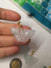 Load image into Gallery viewer, 100% Natural icy watery light green/white 3D Jadeite Jade butterfly pendant AF16