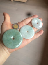 Load image into Gallery viewer, 40.5-51mm Type A 100% Natural light green Jadeite Jade Safety Guardian Button donut Pendant/worry stone/car hanger group L103 (add on item)