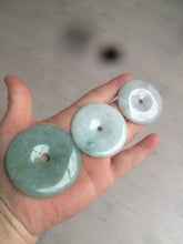 Load image into Gallery viewer, 40.5-51mm Type A 100% Natural light green Jadeite Jade Safety Guardian Button donut Pendant/worry stone/car hanger group L103 (add on item)