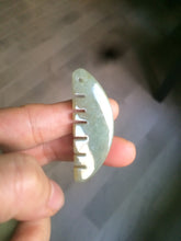 Load image into Gallery viewer, 100% Natural icy watery light green/gray Jadeite gua sha (刮痧) Jadeite jade Comb E77 (Add on item! not sale individually)