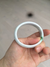 Load image into Gallery viewer, 48.5mm Certified Type A 100% Natural sunny green/white oval Jadeite Jade bangle AT60-4210