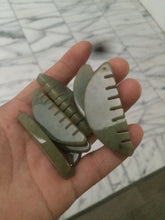 Load image into Gallery viewer, 100% Natural icy watery light green/gray Jadeite gua sha (刮痧) Jadeite jade Comb E77 (Add on item! not sale individually)