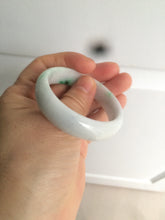 Load image into Gallery viewer, 48.5mm Certified Type A 100% Natural sunny green/white oval Jadeite Jade bangle AT60-4210