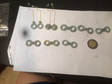 Load image into Gallery viewer, 100% Natural icy watery blue/grenn/yellow safe and sound mom and daughter buckle dangling Guatemala jadeite Jade earring C6