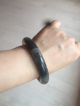 Load image into Gallery viewer, 53.4mm Certified 100% Natural black/gray sesame paste 芝麻糊 青花round cut nephrite Jade bangle HE102-5546