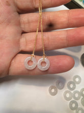 Load image into Gallery viewer, 100% Natural icy watery white/green/brown ring dangling jadeite Jade earring C10 Add one item. Not sale alone