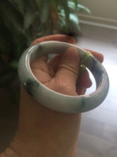 Load image into Gallery viewer, 57.7mm certified Type A 100% Natural green/gray/white Jadeite Jade bangle U51-1111