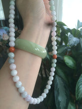 Load image into Gallery viewer, 9.2-9.5mm 100% Natural type A light green/purple/red/white jadeite jade beads necklace S3