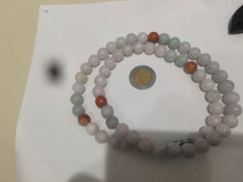 Load image into Gallery viewer, 9.2-9.5mm 100% Natural type A light green/purple/red/white jadeite jade beads necklace S3