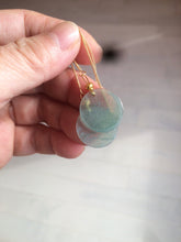 Load image into Gallery viewer, 100% Natural icy watery blue/green/gray plate (蝉翼) dangling Guatemala jadeite Jade earring S46