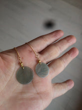 Load image into Gallery viewer, 100% Natural icy watery blue/green/gray plate (蝉翼) dangling Guatemala jadeite Jade earring S46