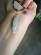 Load image into Gallery viewer, Type A 100% Natural light green/white Jadeite Jade corn Pendant AF43