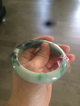 Load image into Gallery viewer, 58mm certified type A 100% Natural sunny green/dark green jadeite jade bangle U57-0102