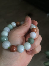 Load image into Gallery viewer, 10.5-11.5mm 100% natural type A colourful red/green/purple/white jadeite jade beads bracelet S-B