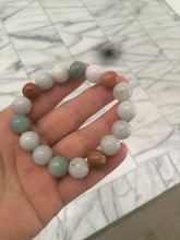 Load image into Gallery viewer, 10.5-11.5mm 100% natural type A colourful red/green/purple/white jadeite jade beads bracelet S-B