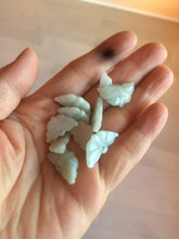 Load image into Gallery viewer, 10 pieces of 100% Natural light green/white 3D Jadeite Jade small butterfly beads AF37