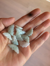 Load image into Gallery viewer, 10 pieces of 100% Natural light green/white 3D Jadeite Jade small butterfly beads AF37