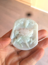 Load image into Gallery viewer, 100% natural light green/white QiLin and Bull head jadeite jade necklace AF35
