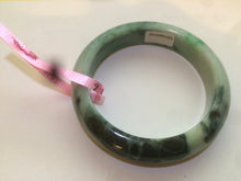 Load image into Gallery viewer, 58mm certified type A 100% Natural sunny green/dark green jadeite jade bangle U57-0102