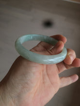 Load image into Gallery viewer, 54mm certified Type A 100% Natural watery sunny green/white jadeite jade bangle AB78-5444