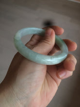 Load image into Gallery viewer, 54mm certified Type A 100% Natural watery sunny green/white jadeite jade bangle AB78-5444