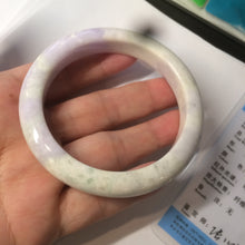 Load image into Gallery viewer, 56.6mm Certified Type A 100% Natural Sage Green/Thistle purple/cream beige Jadeite Jade bangle X107-0542